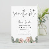 Moderne cactus-fotobruiloft bewaart de datumkaart kaart (Staand voorkant)