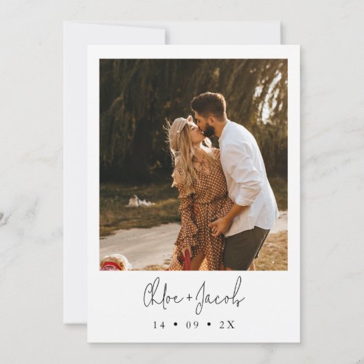 Moderne cactus-fotobruiloft bewaart de datumkaart kaart (Achterkant)