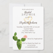 Moderne Cactus Gouden Glitter Hart Bruidsdouche Kaart (Voorkant)