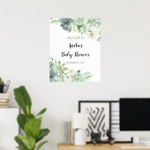 Moderne Cactus Groene Baby Shower Welkomstbord Poster (Thuiskantoor)