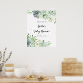 Moderne Cactus Groene Baby Shower Welkomstbord Poster (Keuken)