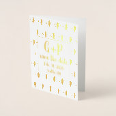 Moderne Cactus illustratiepatroon Sla de datum op Folie Kaarten (Voorkant)