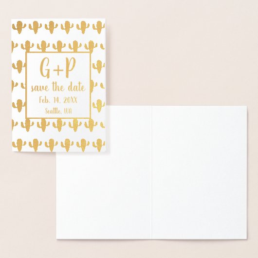 Moderne Cactus illustratiepatroon Sla de datum op Folie Kaarten (Display)