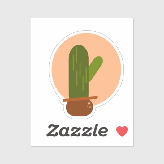 Moderne Cactus in Pot Boheemse Design Sticker (Vel)