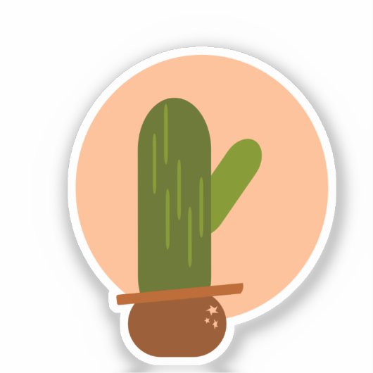 Moderne Cactus in Pot Boheemse Design Sticker (Voorkant)