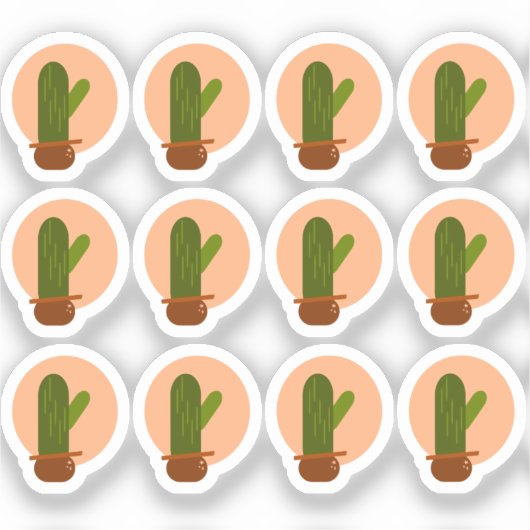Moderne Cactus in Pot Boheemse Ontwerp Set Sticker (Voorkant)