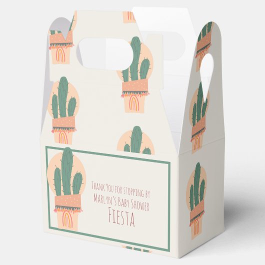 Moderne Cactus in Pot Plant Regenboog Feest Bedankdoosjes (Geopend)