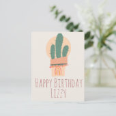Moderne Cactus in Pot Plant Regenboog Verjaardag Briefkaart (Staand voorkant)