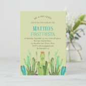 Moderne Cactus Jongen Eerste Fiesta Verjaardag Kaart (Staand voorkant)