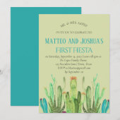 Moderne Cactus Jongen Eerste Fiesta Verjaardag Kaart (Voorkant / Achterkant)