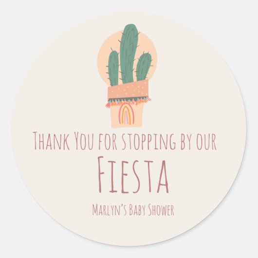 Moderne Cactus Kamerplant Regenboog Bruids Baby  Ronde Sticker (Voorkant)