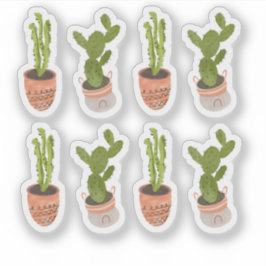 Moderne Cactus Kamerplanten Handgetekend Ontwerp Sticker