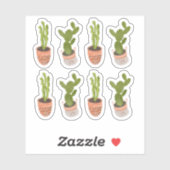 Moderne Cactus Kamerplanten Handgetekend Ontwerp Sticker (Vel)
