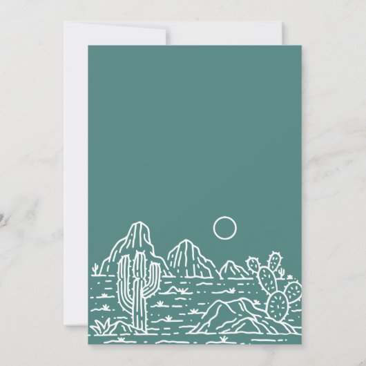 Moderne Cactus Line Art Desert Huwelijksuitnodigin Kaart (Achterkant)