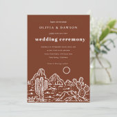 Moderne Cactus Line Art Desert Huwelijksuitnodigin Kaart (Staand voorkant)
