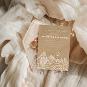 Moderne Cactus Line Art Desert Huwelijksuitnodigin Kaart