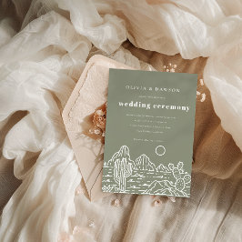 Moderne Cactus Line Art Desert Huwelijksuitnodigin Kaart