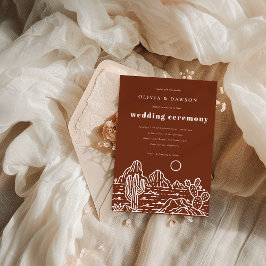 Moderne Cactus Line Art Desert Huwelijksuitnodigin Kaart