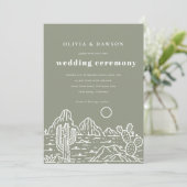 Moderne Cactus Line Art Desert Huwelijksuitnodigin Kaart (Staand voorkant)