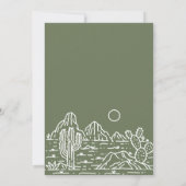 Moderne Cactus Line Art Desert Olijfgroen Huwelijk Kaart (Achterkant)