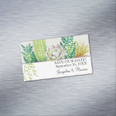 Moderne Cactus n Succulent Waterverf Save the Date Magnetisch Visitekaartje (Voorbeeld)