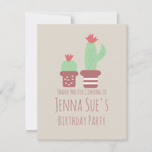 Moderne Cactus Potplanten Verjaardagskaart RSVP Kaartje