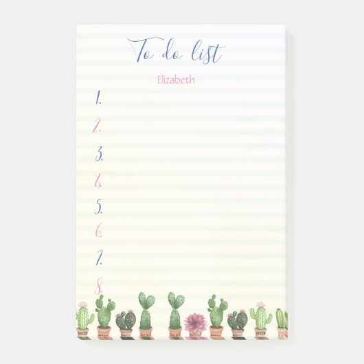 Moderne Cactus Streepjes To Do Lijst Post-it® Notes (Voorkant)