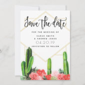 Moderne Cactus, Succulent en Floral Save the Date Kaart (Voorkant)
