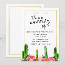 Moderne cactus, Succulent en Floral Wedding Kaart