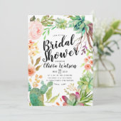 Moderne Cactus Succulent Floral Vrijgezellenfeest Kaart (Staand voorkant)