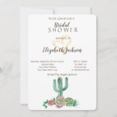 Moderne Cactus Succulent Gouden Hart Bruidsdouche Kaart (Voorkant)