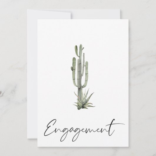 Moderne cactus Succulent Verloving Invitation Kaart (Achterkant)