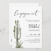 Moderne cactus Succulent Verloving Invitation Kaart (Voorkant / Achterkant)