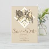 Moderne Cactus & Succulenten Bruiloft Save The Date (Staand voorkant)