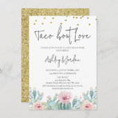 Moderne Cactus Taco 'bout Love Koppels Bruisfeest Kaart (Voorkant / Achterkant)