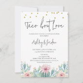 Moderne Cactus Taco 'bout Love Koppels Bruisfeest Kaart (Voorkant)