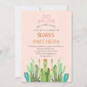 Moderne Cactus Tiara Eerste Fiesta Verjaardag Kaart (Voorkant)