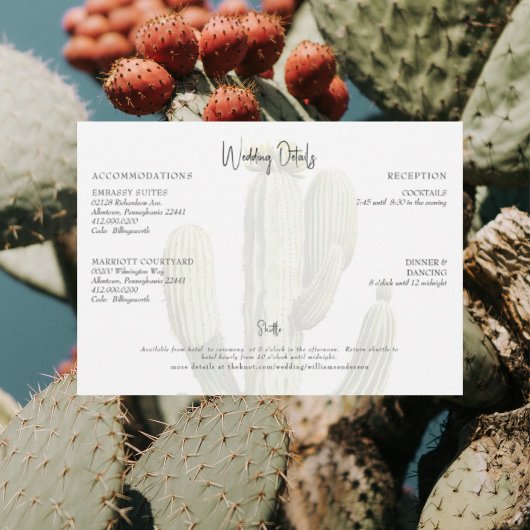 Moderne Cactus Tropische Bruiloft Details Kaart