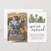 Moderne Cactus We hebben de nieuwe foto verplaatst Aankondigingskaart (Voorkant / Achterkant)