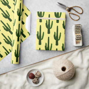 Moderne Cactus Yellow en Green Cadeaupapier