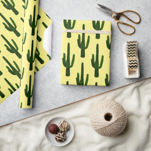 Moderne Cactus Yellow en Green Cadeaupapier (Crafts)