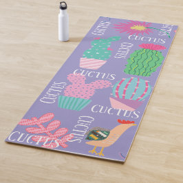 Moderne cactusillustraties Paarse achtergrond Yogamat