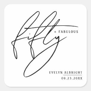 Moderne Cadeau Vijftig en Fabulous 50ste Verjaarda Vierkante Sticker