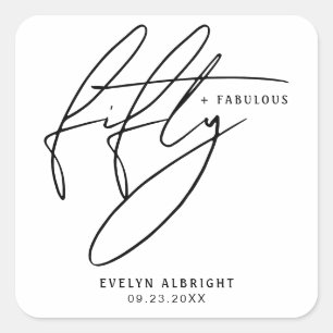 Moderne Cadeau Vijftig en Fantastisch 50e Verjaard Vierkante Sticker