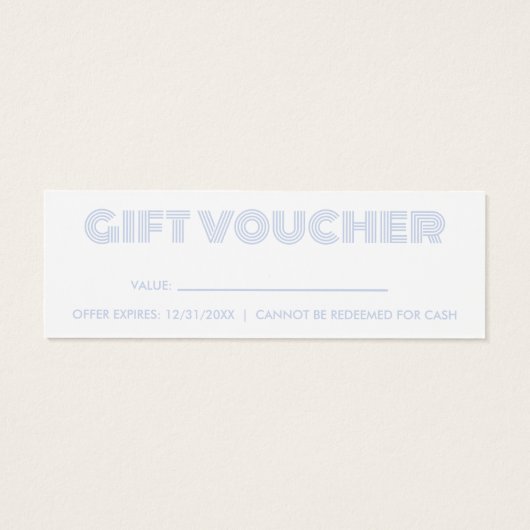 Moderne cadeaubon mini visitekaartjes (Achterkant)