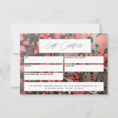 Moderne Cadeaubon Voucher Zwart Rood Marmer (Voorkant)