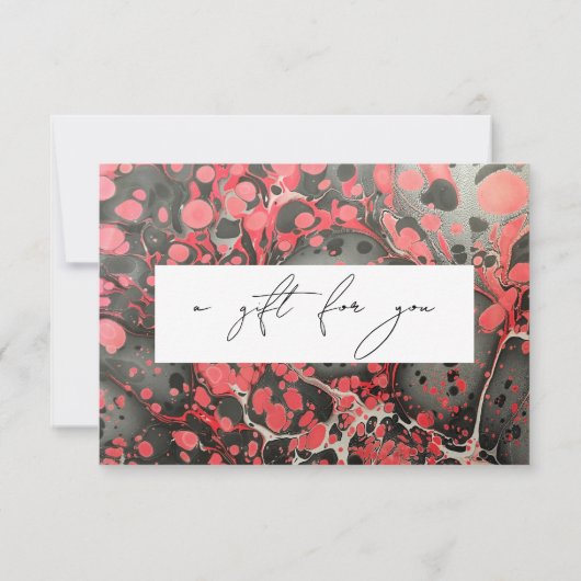 Moderne Cadeaubon Voucher Zwart Rood Marmer (Achterkant)