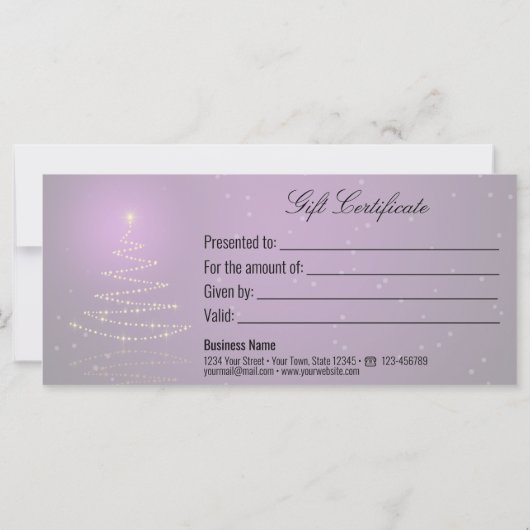 Moderne cadeaukaart voor kerstbomen in Gleamy (Achterkant)