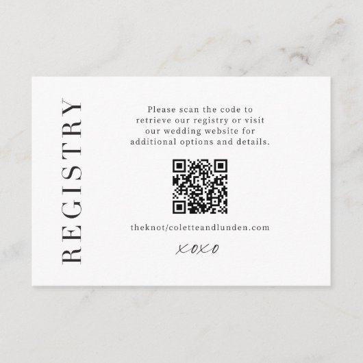 Moderne cadeauregistratie-insluiting Wedscan QR Informatiekaartje (Voorkant)