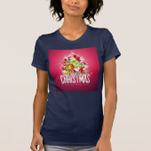 Moderne Cadeaus en bomen met kerstwand - feestelij T-shirt (Voorkant)
